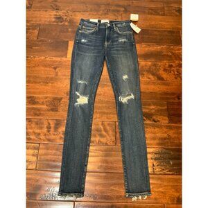 AGOLDE Blue Dark Wash Distressed Sophie Skinny Jeans NWT $158, Size 25